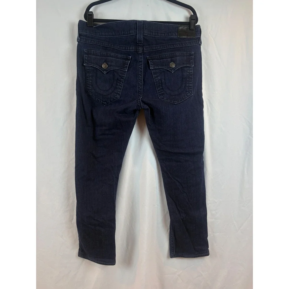 True Religion Geno Relaxed Slim Jeans Mens‎ 38 Indigo Dark Wash Made in USA Blue